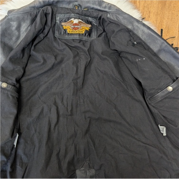 Harley-Davidson Black Leather Jacket with Studs and Fringe - Picture 6 of 11